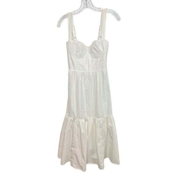 HOUSE OF CB Elia floral-print stretch-cotton midi dress in WHITE BRODERIE - XS - Picture 2 of 8